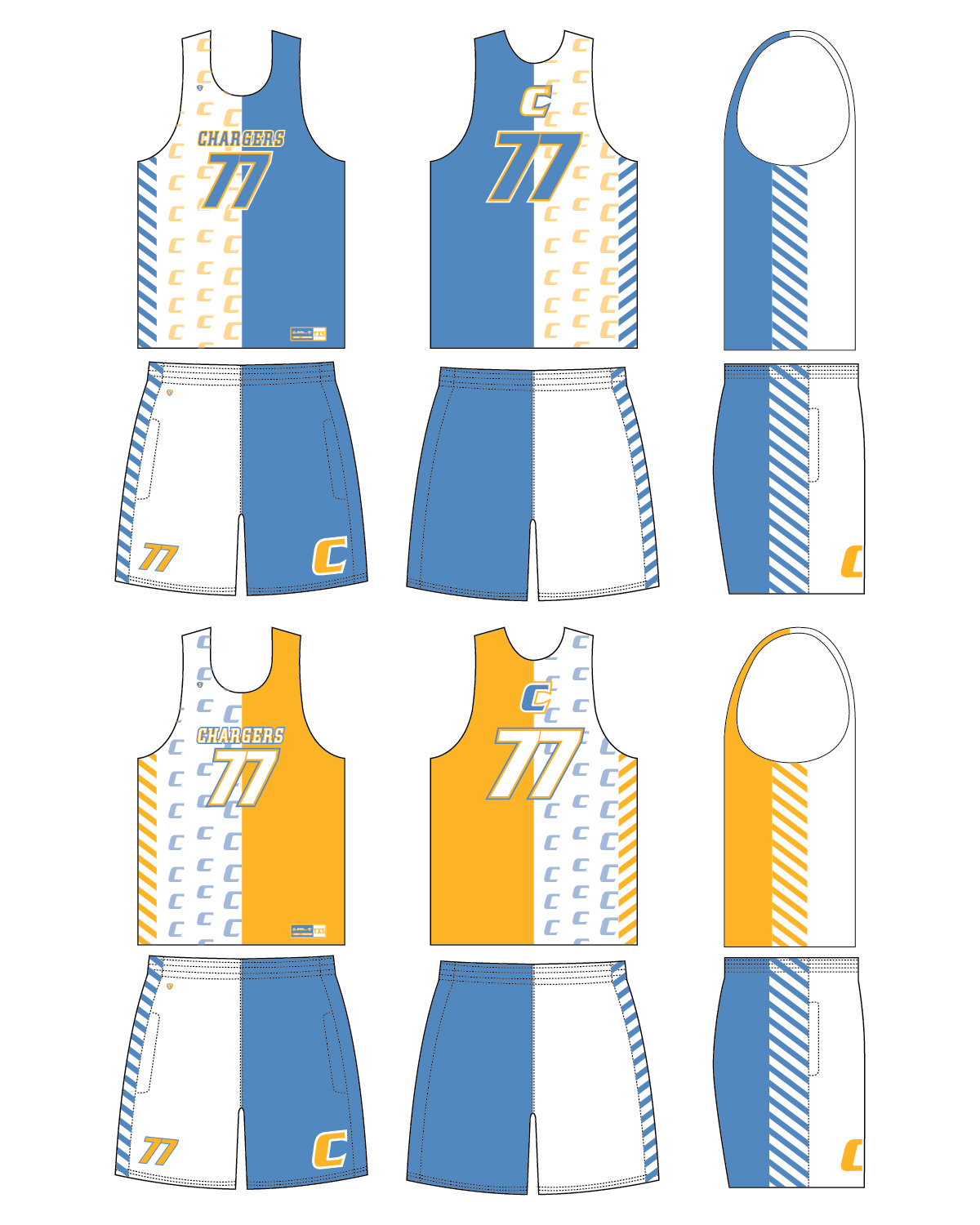 Custom Sublimated Basketball Uniform - Chargers