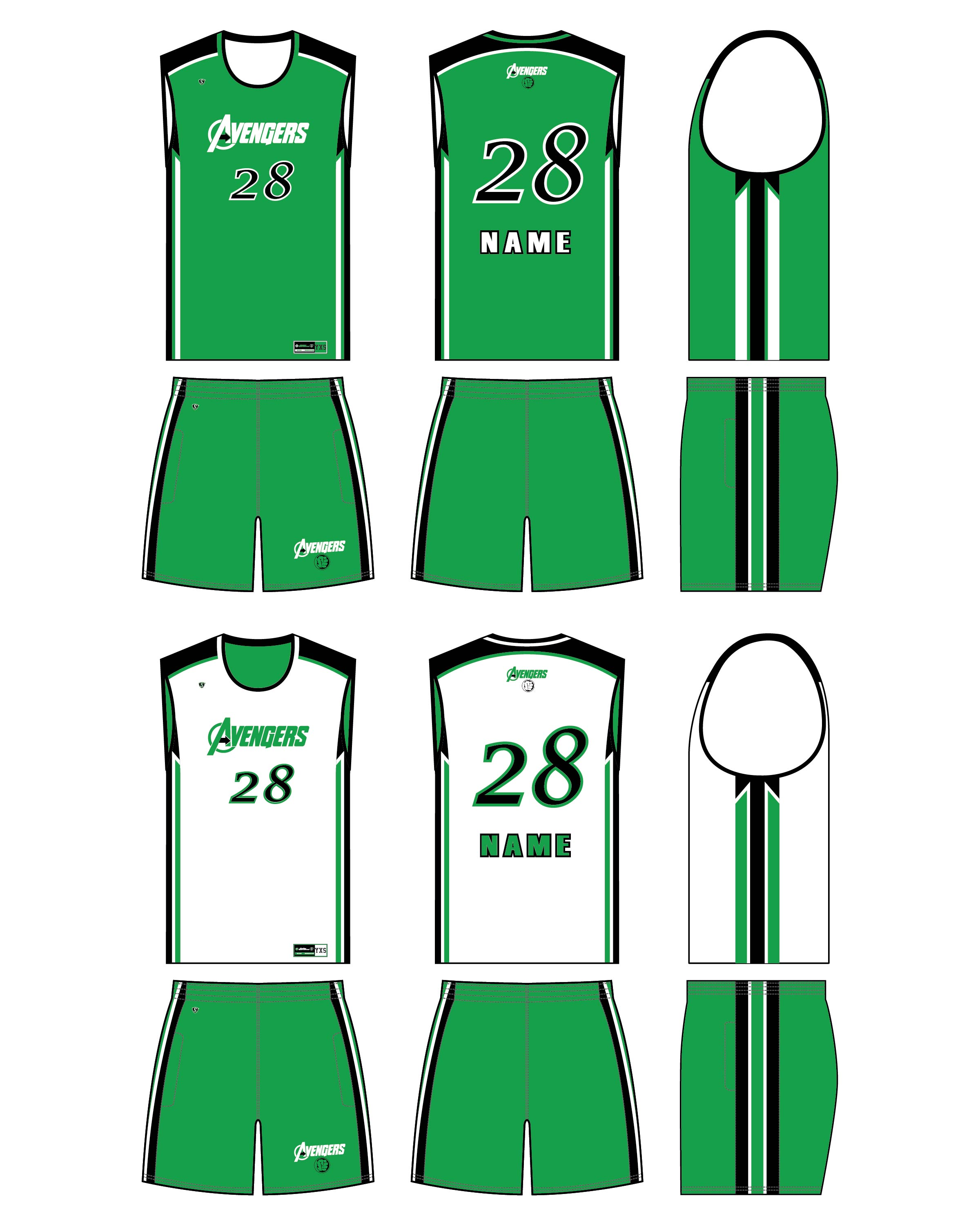 Custom Sublimated Basketball Uniform - Avengers
