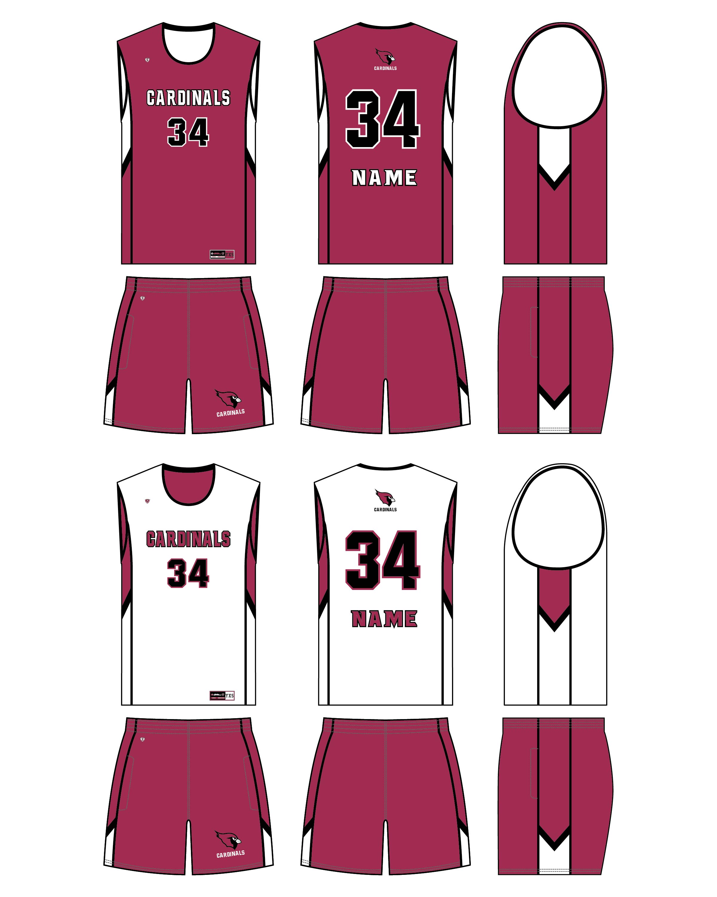 Custom Sublimated Basketball Uniform - Cardinals