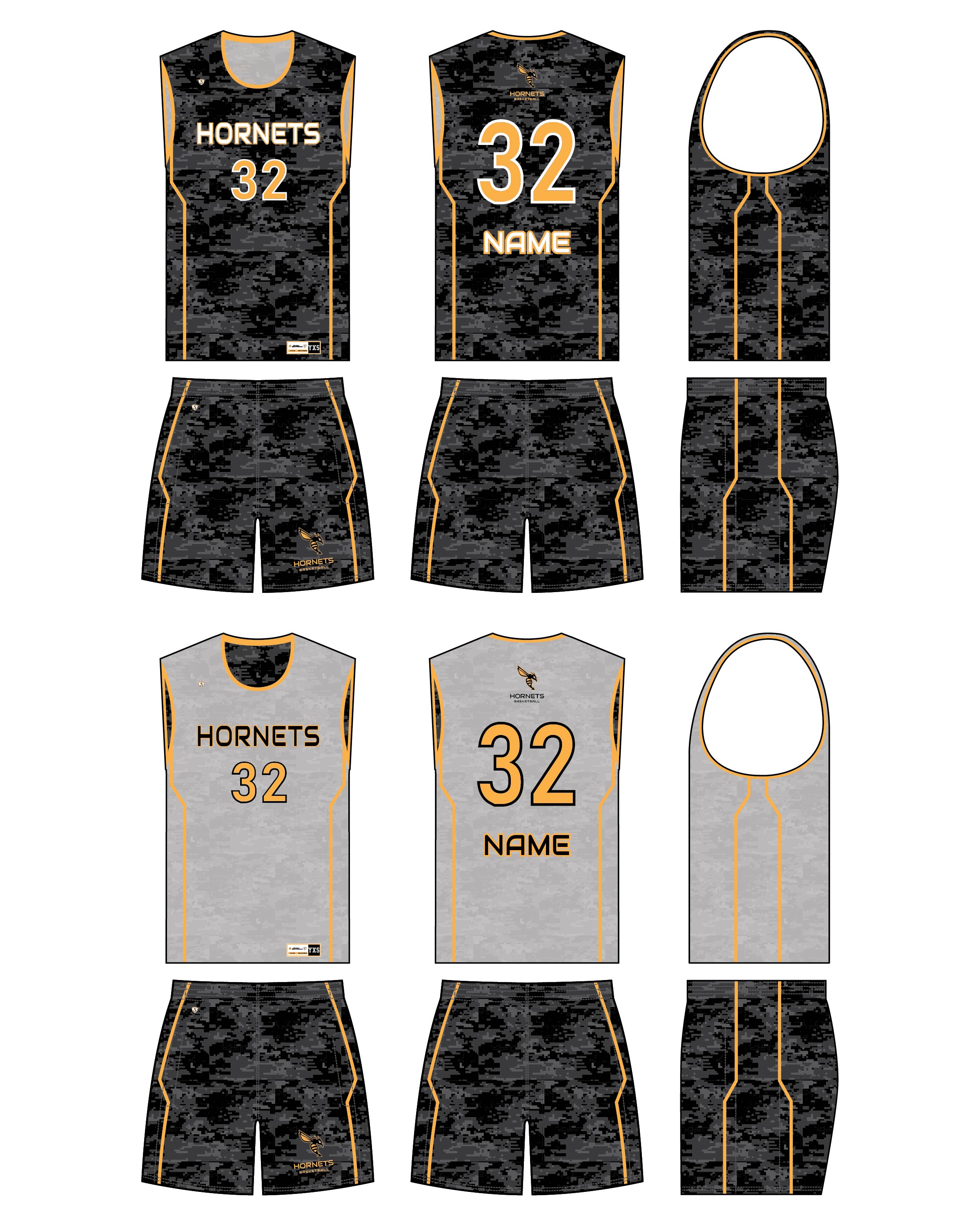 Custom Sublimated Basketball Uniform - Hornets