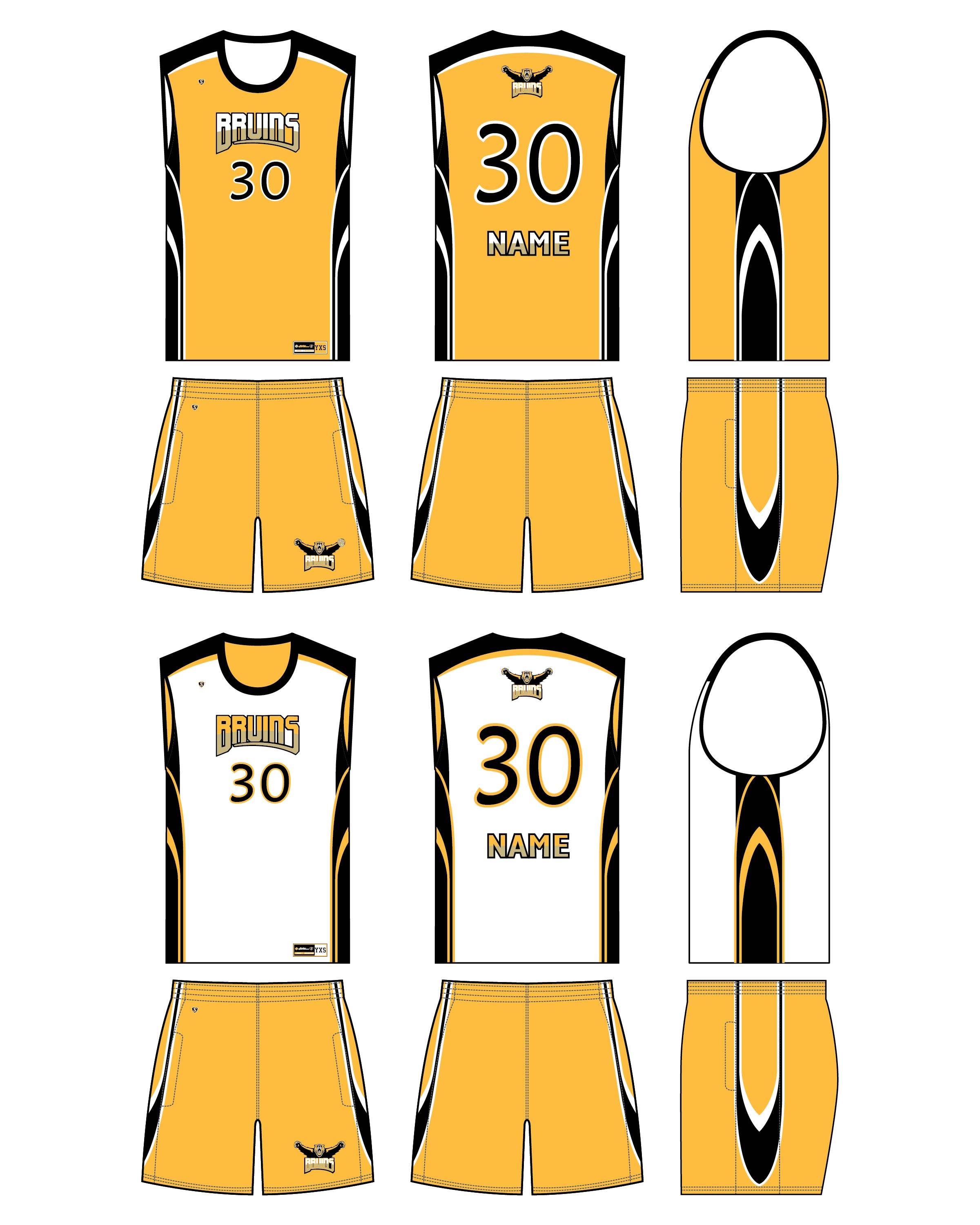 Custom Sublimated Basketball Uniform - Bruins